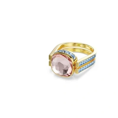 Abbildung von Swarovski Chroma Ring, Kissenschliff, Mehrfarbig, Goldlegierungsschicht