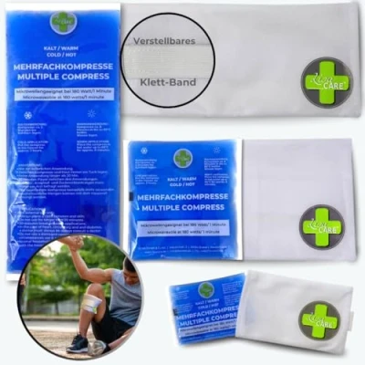 Abbildung von LisaCare Kühlakku mit Klettverschluss 3x Kühlkissen Gel + Vlieshülle für Kühlpads Kühltasche inkl. Klett Band Mehrfachkompressen im Set