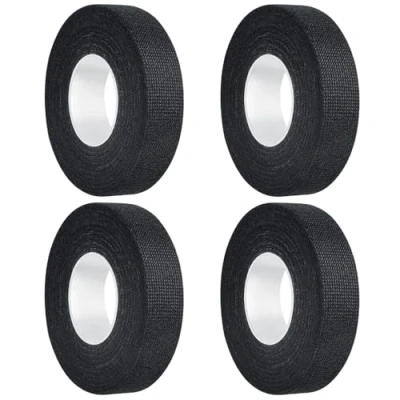 Abbildung von AiQInu Isolierband Schwarz,4 Rollen Selbstklebendes 19mm x 15m, KFZ Gewebeband, Temperaturbeständig, Abreißbares Klebeband für Elektronikreparatur