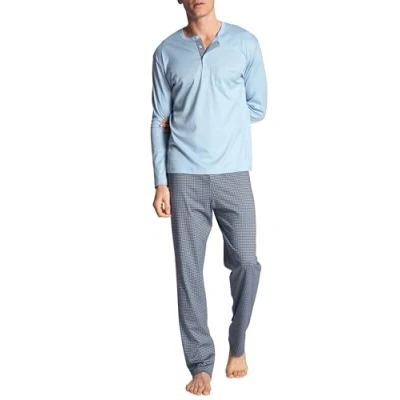 Abbildung von CALIDA Relax Choice Pyjama lang Herren, aus 100% Supima Baumwolle, mit stoffbezogenem Gummibund