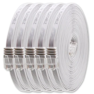 Abbildung von 1aTTack.de 3m Weiss 5 Stück Cat.6 Flaches Netzwerkkabel Cat6 Flachkabel Ultra Flach Patchkabel 1000 Mbit/s Gigabit LAN (RJ45) Slim Micro